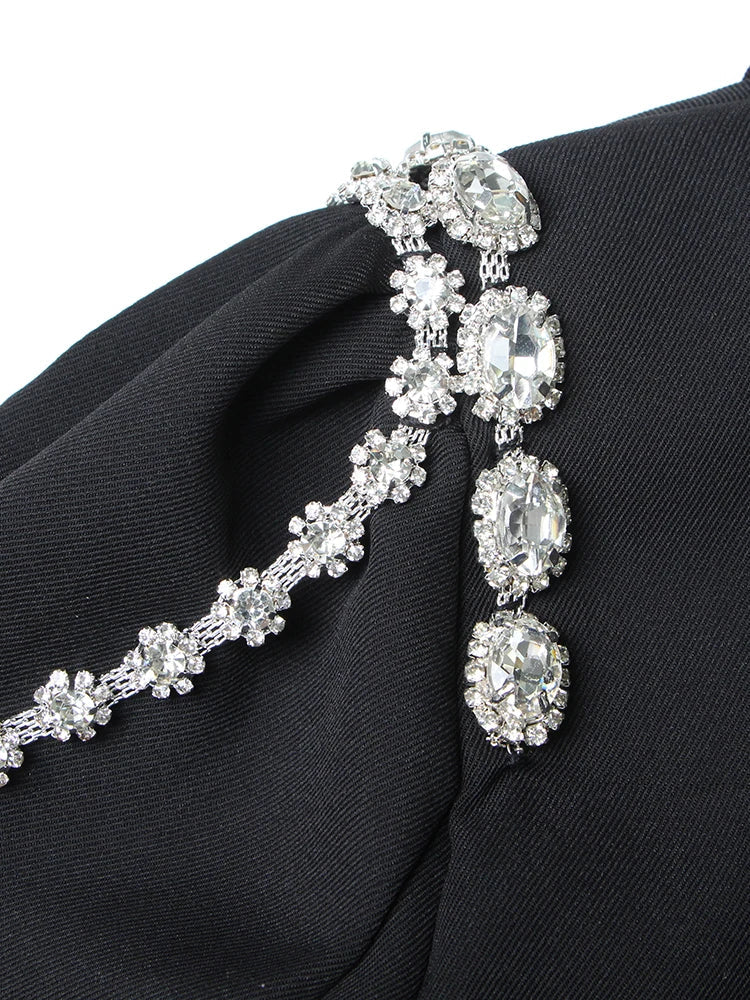 Slimming Solid Blazers For Women Lapel Long Sleeve Patchwork Diamond Temperament Blazer Female Fashion Clothing New