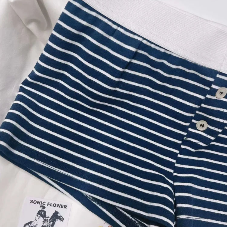 Casual Women Soft Cotton Front Buttons Shorts Summer Vintage Low Waist Female Chic Bottoms