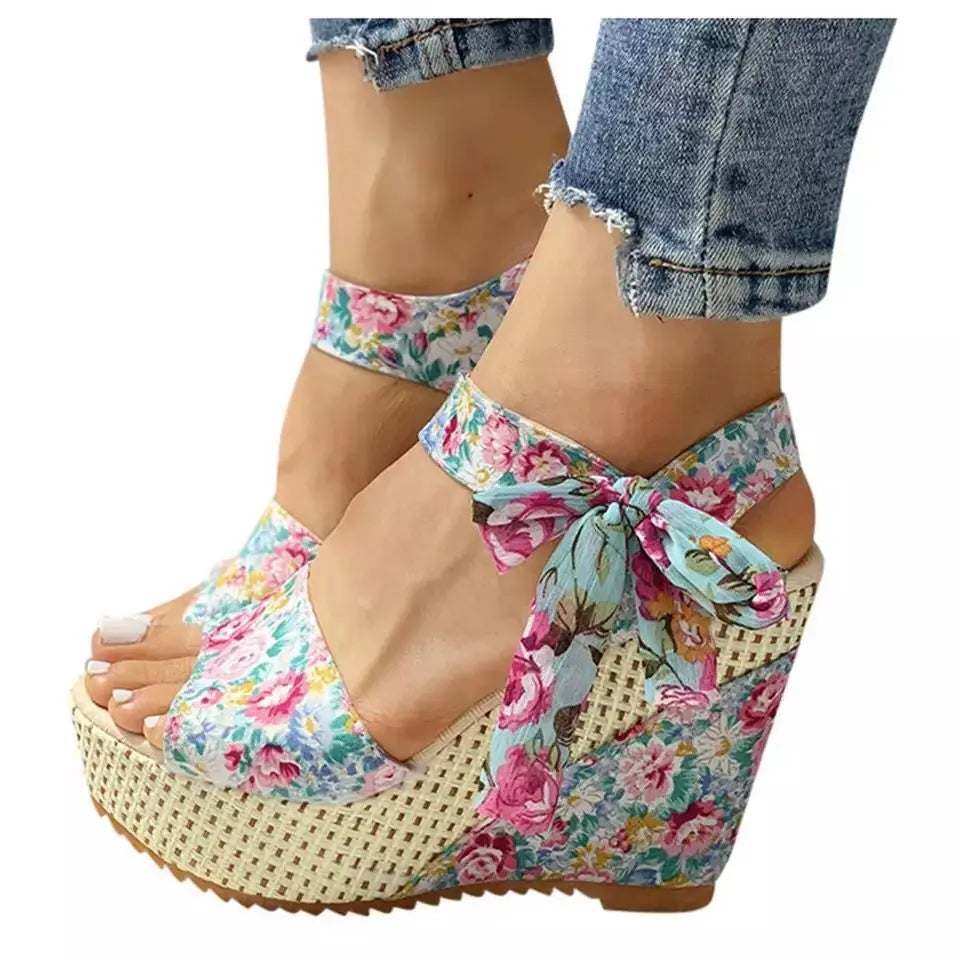 Women sandals Lace Leisure Women Wedges Heeled Women sandals Summer Sandals Party Platform High Heels Shoes Woman