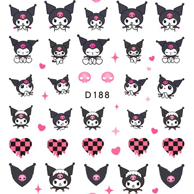 Sanrio 3D Stickers For Nails Nail Art Supplies Cartoon Hello Kitty Cinnamoroll Nail Stickers Nail Decoration Anime Nail Decals D188