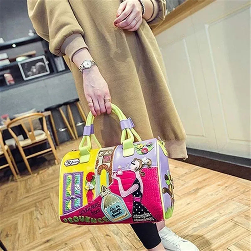 Super Women Handbag Shoulder Boston Bag tote Italian PU Leather Bags Sac A Main Borse Candy Color Luxury Handbags