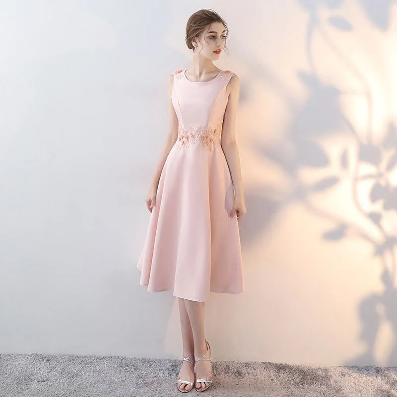 Luxury Evening Dresses Pink Party Dress Korean Medium Length Elegant Bridesmaid Gown For Women