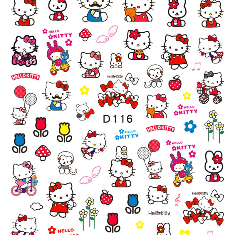Sanrio 3D Stickers For Nails Nail Art Supplies Cartoon Hello Kitty Cinnamoroll Nail Stickers Nail Decoration Anime Nail Decals D116