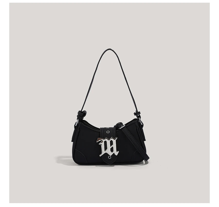 Women's Leisure Bag Luxury Designer Brand Handbag and Wallet Canvas Ribbon Sheet Metal Decoration Crossbody Bag Small black