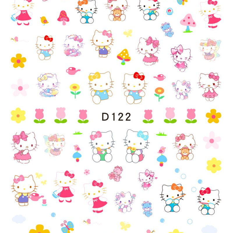 Sanrio 3D Stickers For Nails Nail Art Supplies Cartoon Hello Kitty Cinnamoroll Nail Stickers Nail Decoration Anime Nail Decals D122