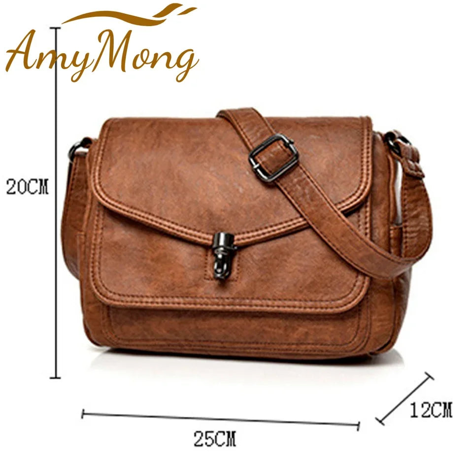 Women Fashion Leather Handbag Purses Female Retro Shoulder Crossbody Messenger Bag Luxury Designer Sac for Ladies