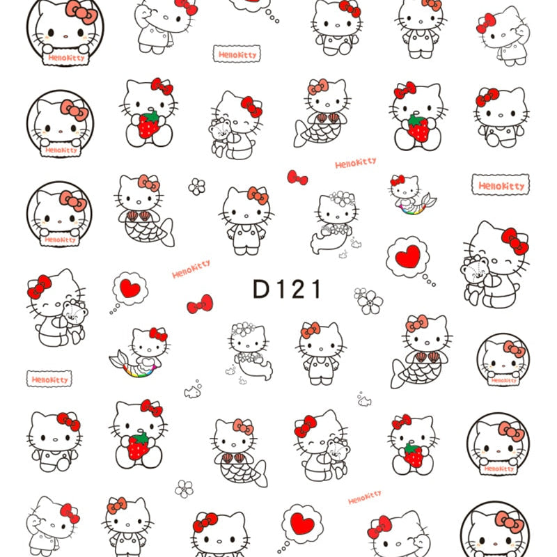 Sanrio 3D Stickers For Nails Nail Art Supplies Cartoon Hello Kitty Cinnamoroll Nail Stickers Nail Decoration Anime Nail Decals D121