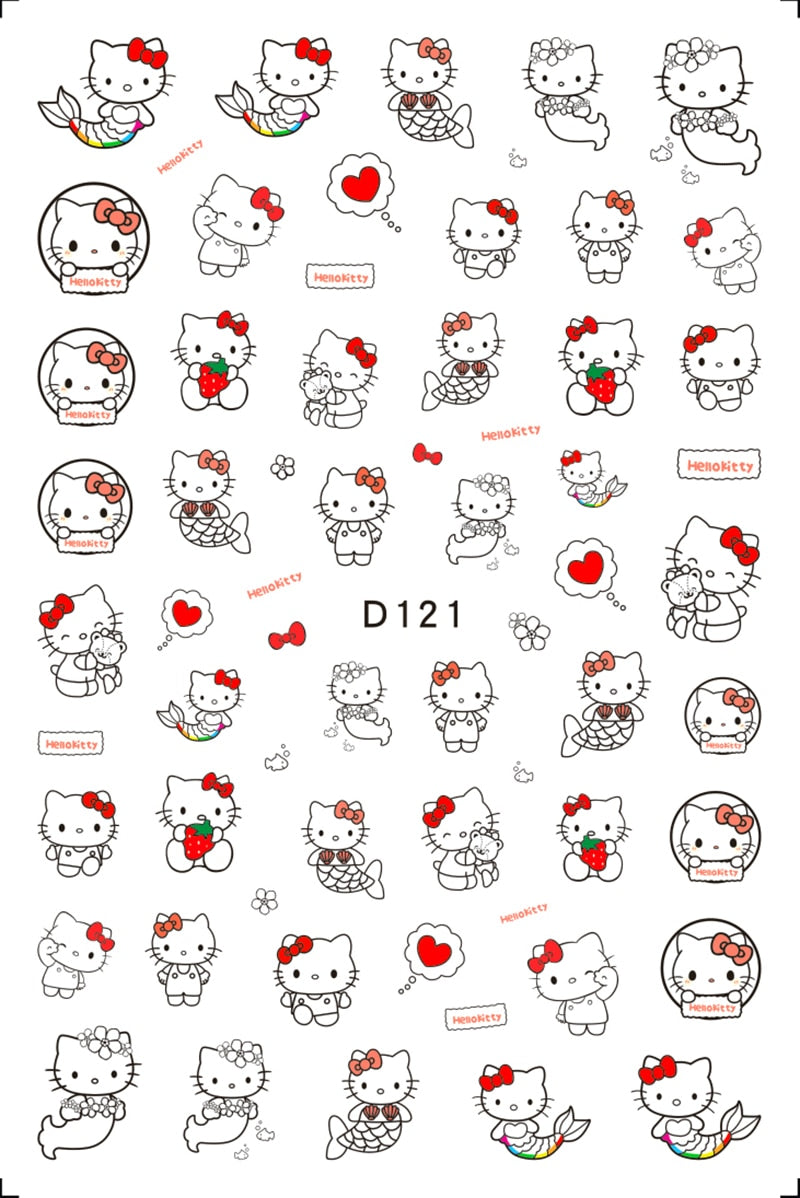 Sanrio 3D Stickers For Nails Nail Art Supplies Cartoon Hello Kitty Cinnamoroll Nail Stickers Nail Decoration Anime Nail Decals D121