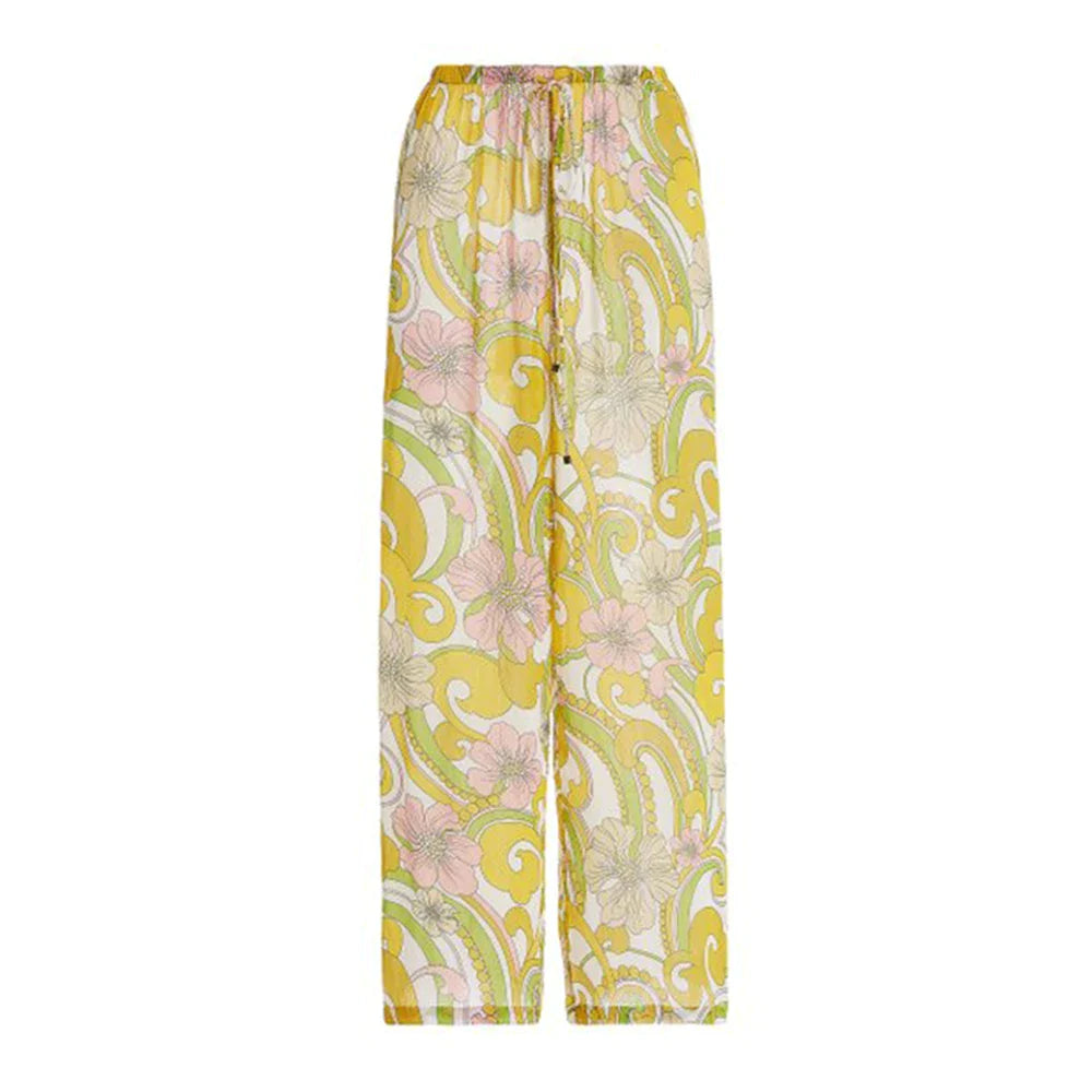 Yellow Printed Patchwork Swimsuit Women Three-Piece Swimwear High Waist Slim Fit Strap Bikini Sexy Fashion Beachwear Backless Yellow