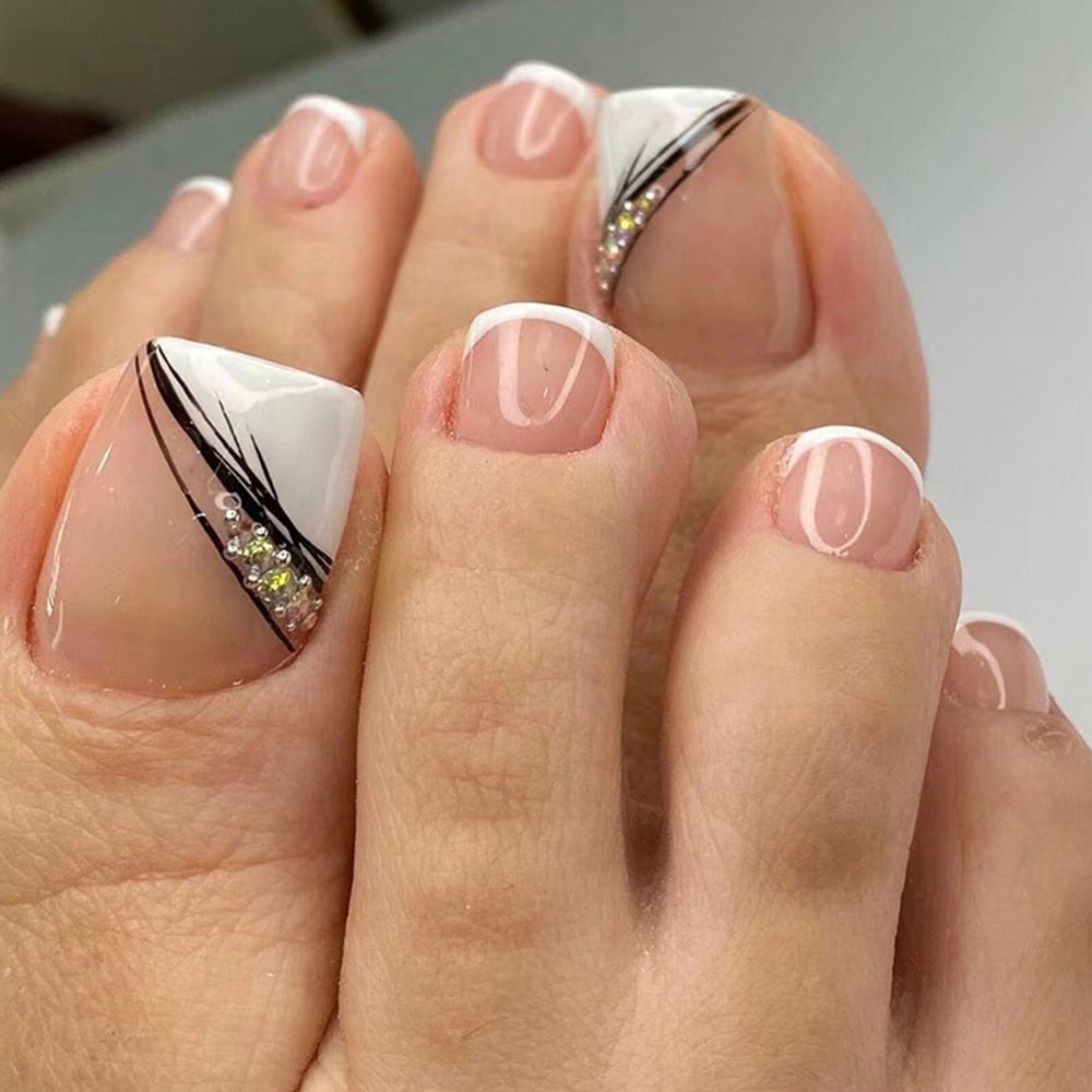 Press On Toenails 2024 Summer False Toenails For girls Cute Nail for Foot Artificial Nail tips Full Cover Nails feet False Nails