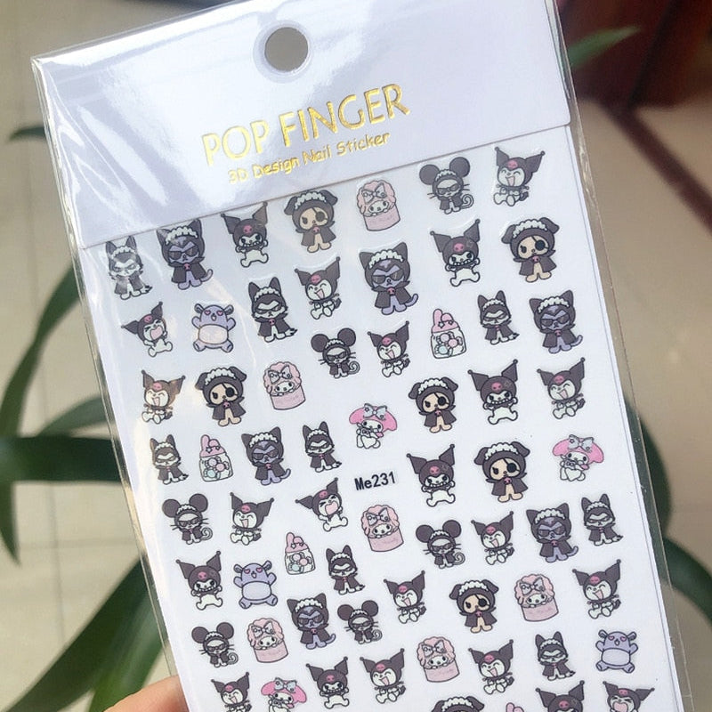 Sanrio 3D Stickers For Nails Nail Art Supplies Cartoon Hello Kitty Cinnamoroll Nail Stickers Nail Decoration Anime Nail Decals Me231