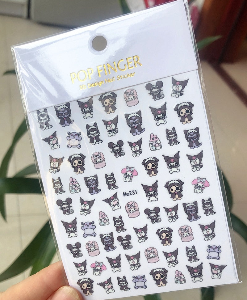 Sanrio 3D Stickers For Nails Nail Art Supplies Cartoon Hello Kitty Cinnamoroll Nail Stickers Nail Decoration Anime Nail Decals Me231
