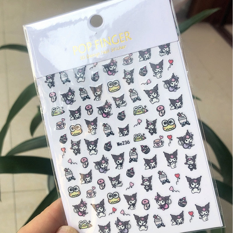 Sanrio 3D Stickers For Nails Nail Art Supplies Cartoon Hello Kitty Cinnamoroll Nail Stickers Nail Decoration Anime Nail Decals Me236
