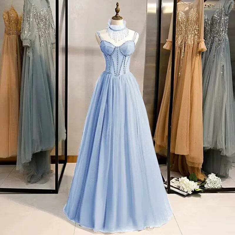 Prom Party Dresses Sexy See-Through Bodice Floor Length Evening Dress Formal Occasion Gown