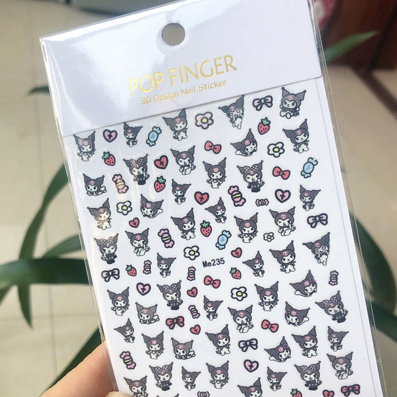 Sanrio 3D Stickers For Nails Nail Art Supplies Cartoon Hello Kitty Cinnamoroll Nail Stickers Nail Decoration Anime Nail Decals Me235