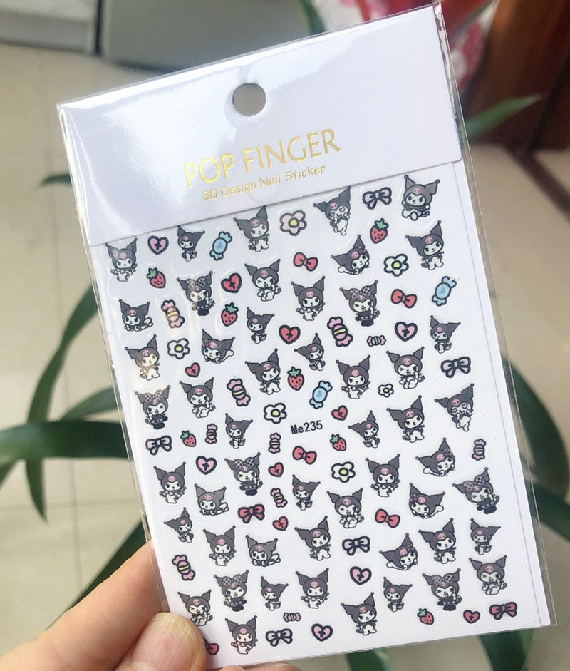Sanrio 3D Stickers For Nails Nail Art Supplies Cartoon Hello Kitty Cinnamoroll Nail Stickers Nail Decoration Anime Nail Decals Me235
