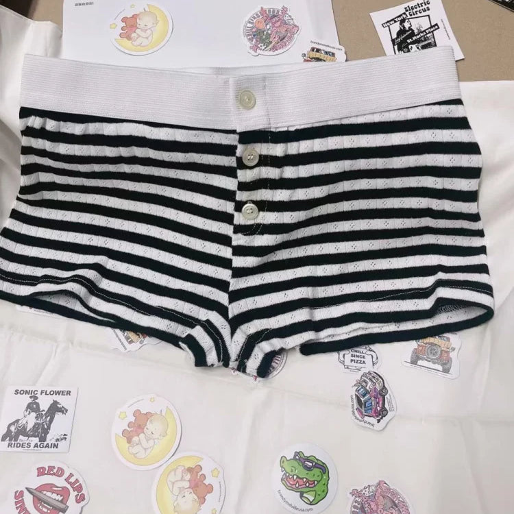 Casual Women Soft Cotton Front Buttons Shorts Summer Vintage Low Waist Female Chic Bottoms