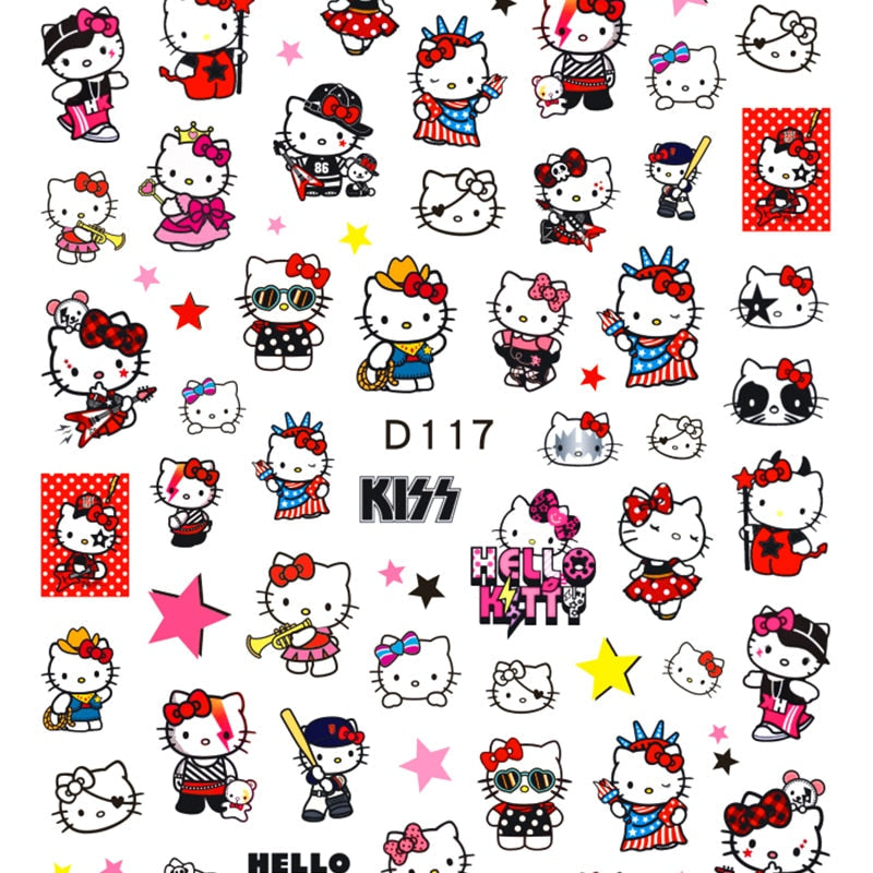 Sanrio 3D Stickers For Nails Nail Art Supplies Cartoon Hello Kitty Cinnamoroll Nail Stickers Nail Decoration Anime Nail Decals D117