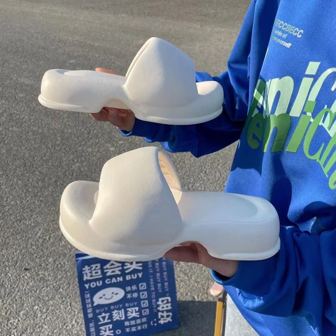 Women Indoor Street Bread Slippers Summer Platform Shoes For Female Thick Sole Solid Color Ladies Fashion Slides Girls Sandals