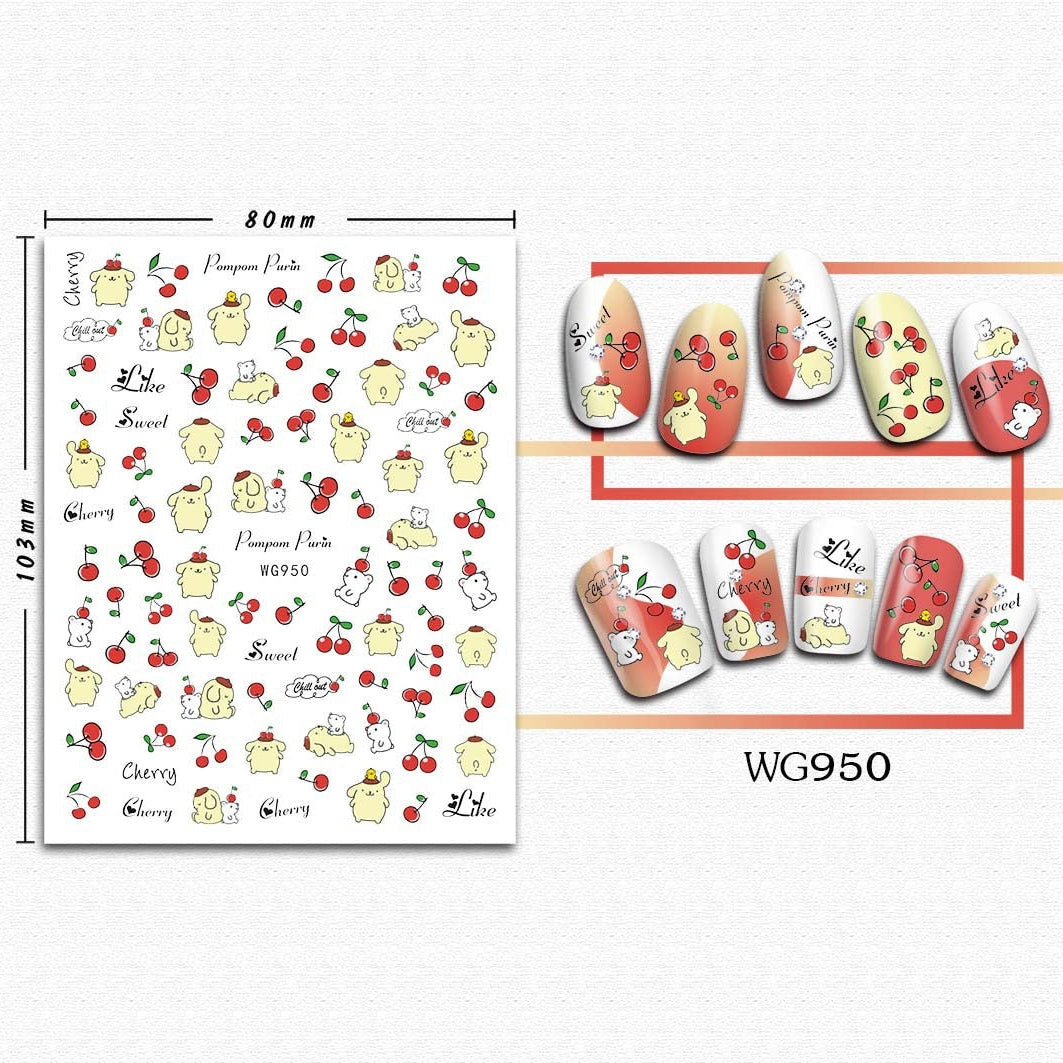 Sanrio 3D Stickers For Nails Nail Art Supplies Cartoon Hello Kitty Cinnamoroll Nail Stickers Nail Decoration Anime Nail Decals WG950