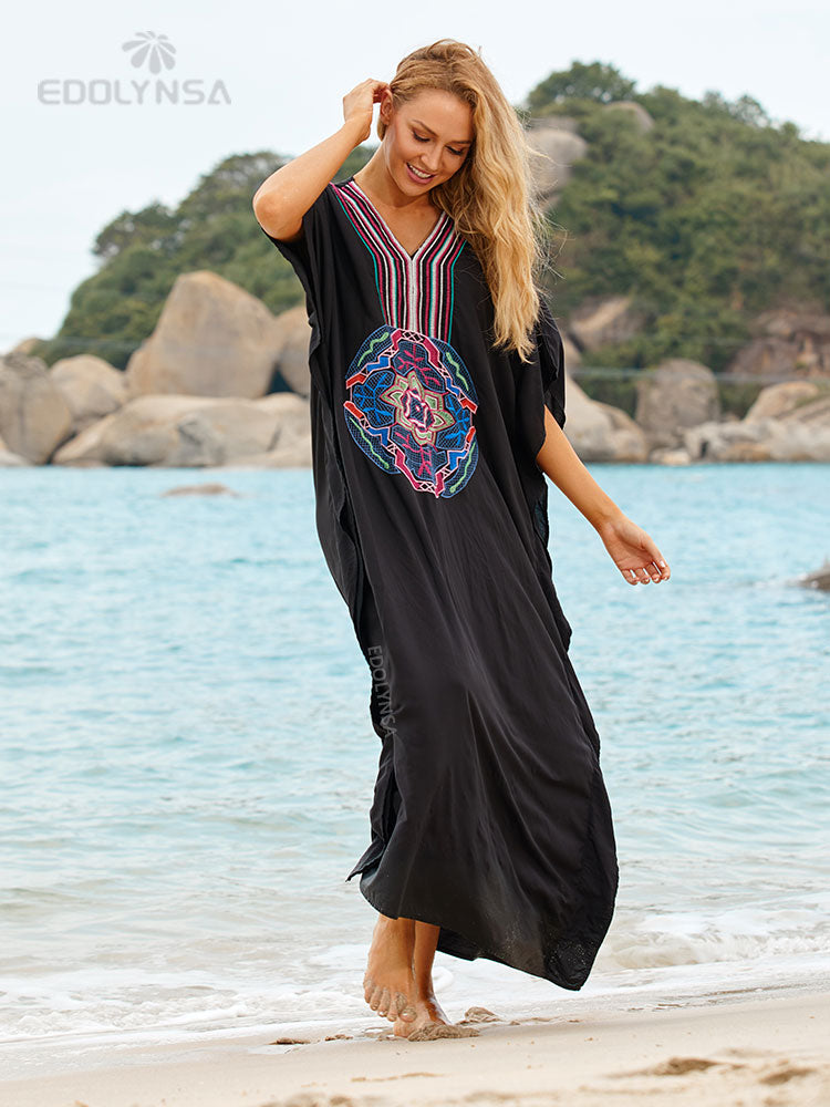 Plus Size Kaftan Beach Tunic Women Summer Beachwear Swimsuit Cover Up 683