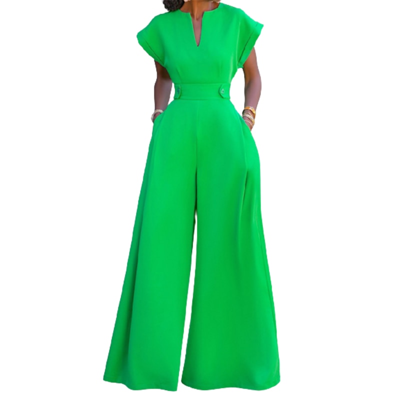 Yeezzi Female Elegant Party Jumpsuit Fashion Cap Sleeve Solid Color Wide Leg Summer Jumpsuits For Women 2024 New
