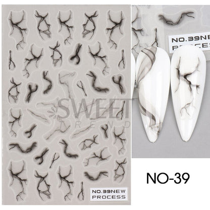 Autocollants pour Nail Art, oiseau de neige, hiver, automne, feuille d'érable, fleur de coton, ligne de conception d'automne, curseur adhésif, décoration de manucure, JINO-48 