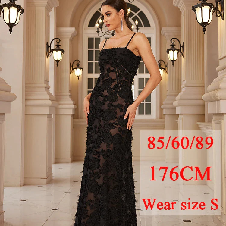 Formal Occasion Dresses Maxi Black Appliques Dresses for Dancing Parties Long Elegant and Beautiful Women Dress refer to size chart