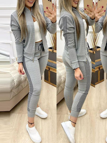 Femmes deux pièces ensemble tenues automne femmes survêtement fermeture éclair pantalons et haut décontracté Sport costume hiver 2 pièces femme ensemble 