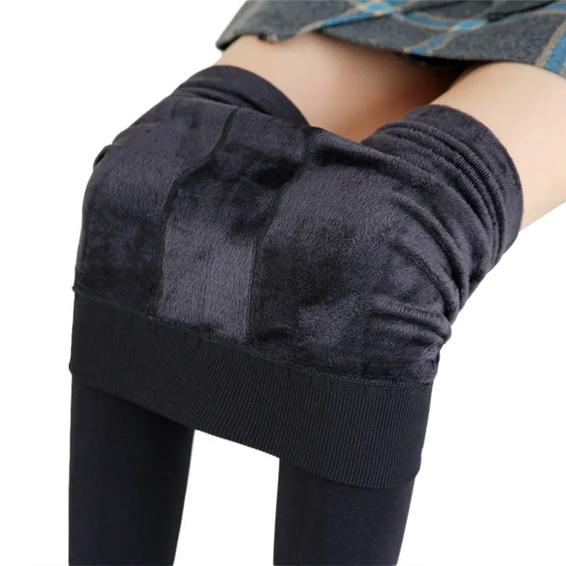 Winter Leggings For Women Warm Leggins Solid Color Velvet Leggins High Waist Leggings Stretchy Leggings dropshipping GRAY