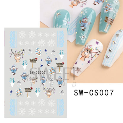 Autocollants pour Nail Art, oiseau de neige, hiver, automne, feuille d'érable, fleur de coton, ligne de conception d'automne, curseur adhésif, décoration de manucure, JINO-48 