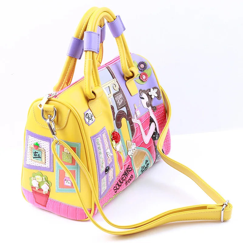 Super Women Handbag Shoulder Boston Bag tote Italian PU Leather Bags Sac A Main Borse Candy Color Luxury Handbags