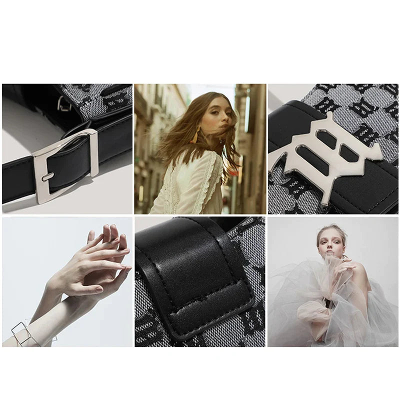 Women's Leisure Bag Luxury Designer Brand Handbag and Wallet Canvas Ribbon Sheet Metal Decoration Crossbody Bag Small