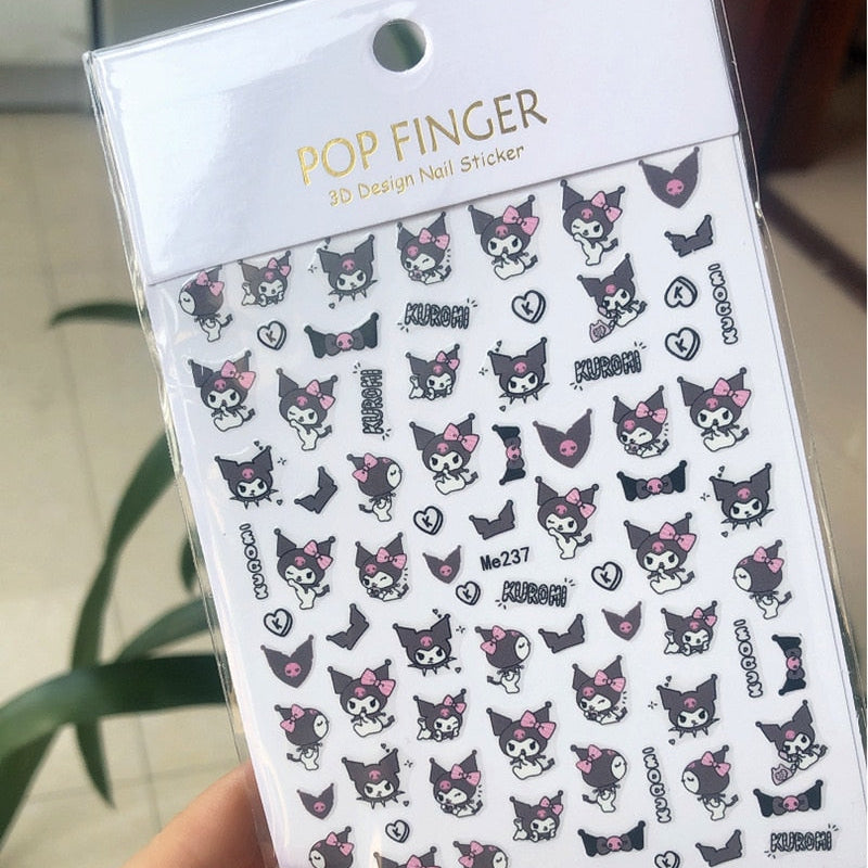 Sanrio 3D Stickers For Nails Nail Art Supplies Cartoon Hello Kitty Cinnamoroll Nail Stickers Nail Decoration Anime Nail Decals Me237