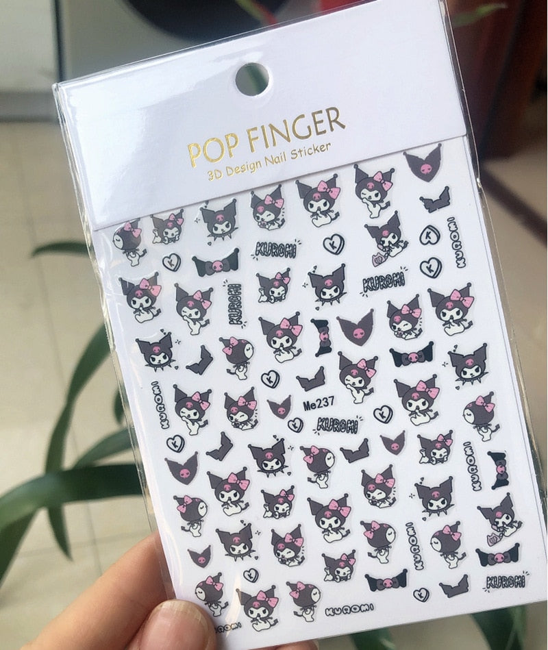 Sanrio 3D Stickers For Nails Nail Art Supplies Cartoon Hello Kitty Cinnamoroll Nail Stickers Nail Decoration Anime Nail Decals Me237