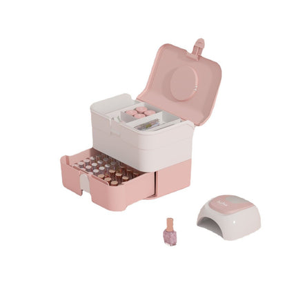 Boîte de rangement Portable pour outils à ongles, boîte de rangement en plastique Anti-poussière pour vernis à ongles, boîte de rangement de grande capacité pour amélioration des ongles