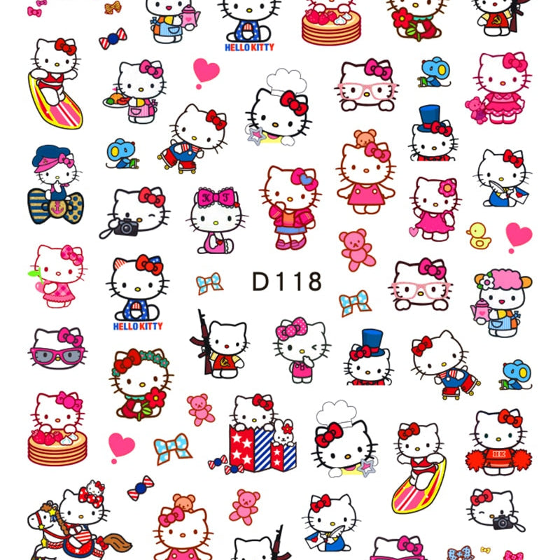 Sanrio 3D Stickers For Nails Nail Art Supplies Cartoon Hello Kitty Cinnamoroll Nail Stickers Nail Decoration Anime Nail Decals D118