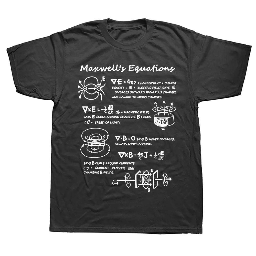 Funny Electromagnetic Physics Maxwell Equation Formula T Shirts Graphic Casual Cotton Summer Men Large Size Tshirt BTG-C001099EUXH