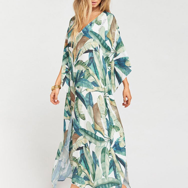 Plus Size Kaftan Beach Tunic Women Summer Beachwear Swimsuit Cover Up 930