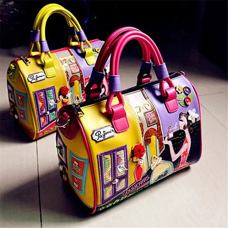 Super Women Handbag Shoulder Boston Bag tote Italian PU Leather Bags Sac A Main Borse Candy Color Luxury Handbags