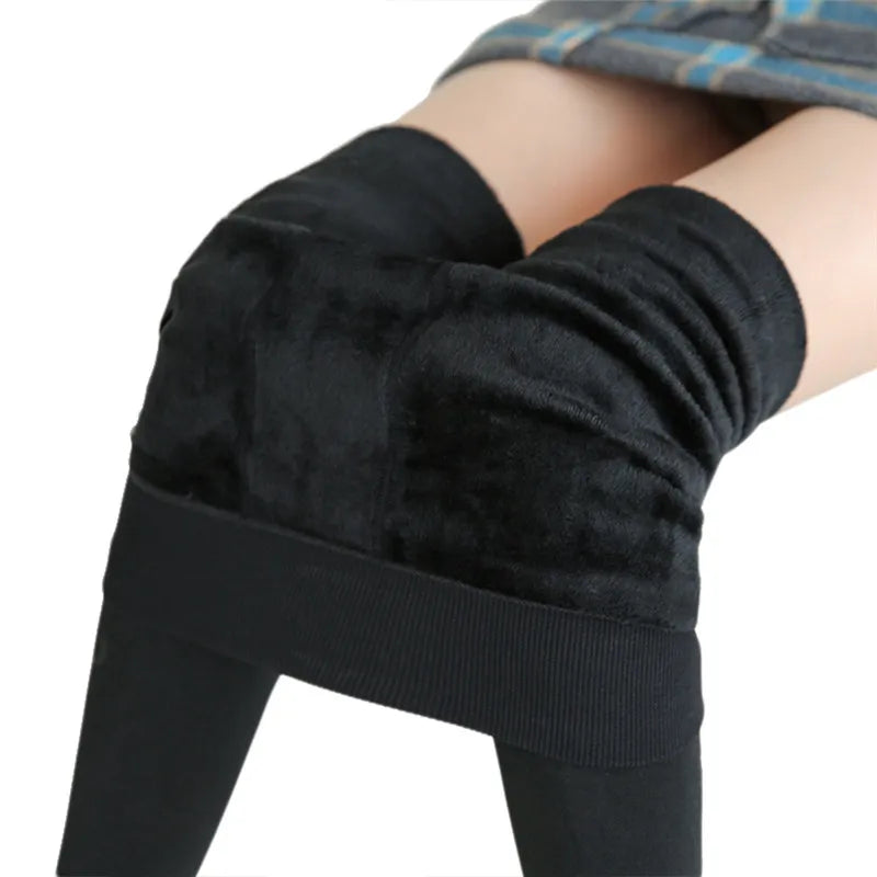 Winter Leggings For Women Warm Leggins Solid Color Velvet Leggins High Waist Leggings Stretchy Leggings dropshipping black