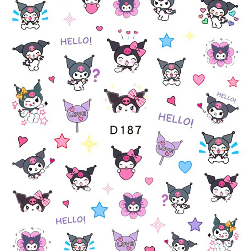 Sanrio 3D Stickers For Nails Nail Art Supplies Cartoon Hello Kitty Cinnamoroll Nail Stickers Nail Decoration Anime Nail Decals D187