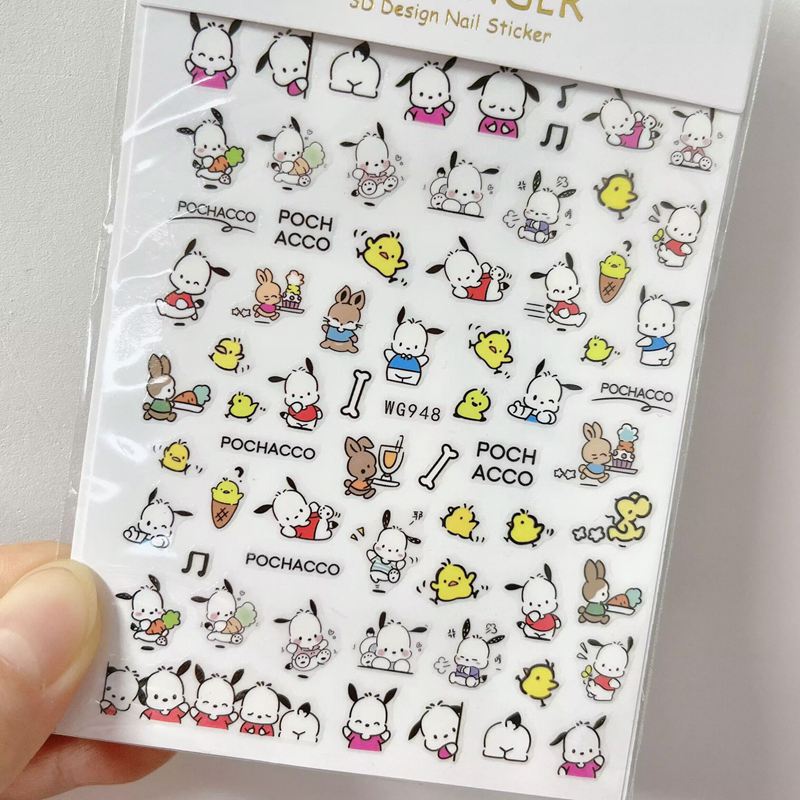 Sanrio 3D Stickers For Nails Nail Art Supplies Cartoon Hello Kitty Cinnamoroll Nail Stickers Nail Decoration Anime Nail Decals WG948