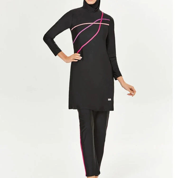 Muslim Modest Swimwear Hijab Swimsuit Women Long Sleeve Swimming Suit Islamic Cover Ups Burkini Hijabs For Woman Swim Bathing SW022-A