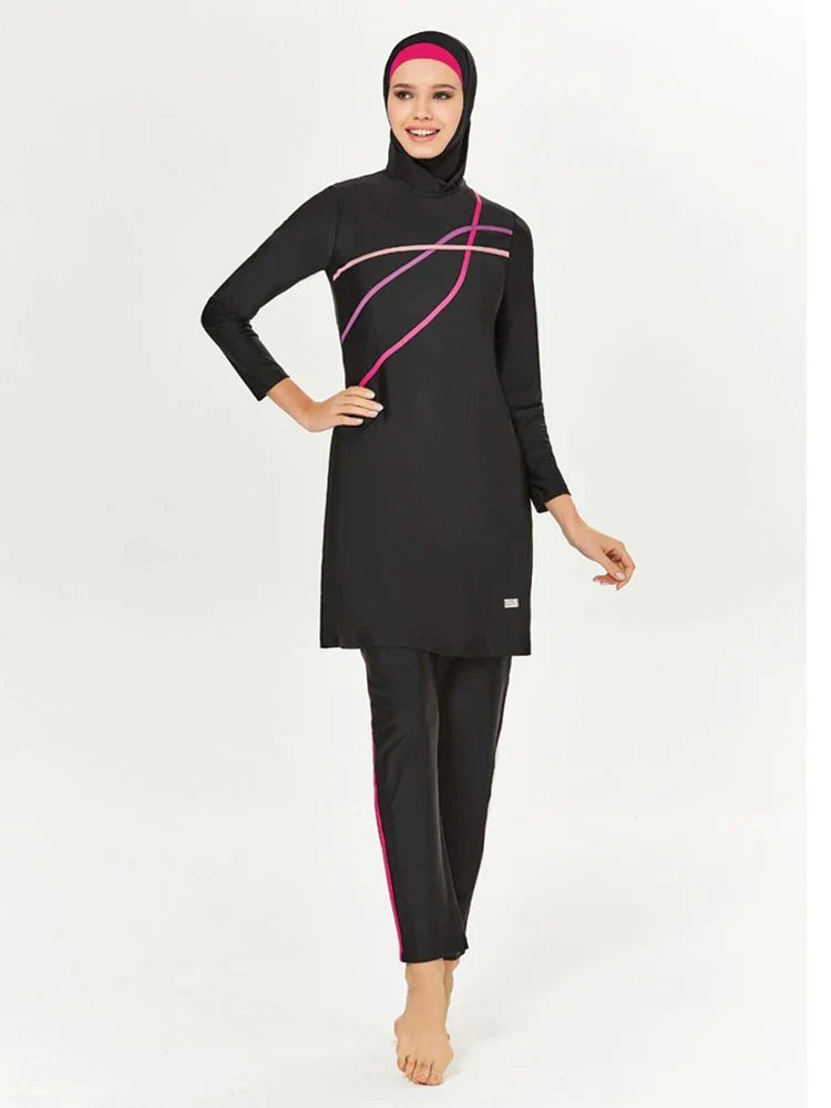 Muslim Modest Swimwear Hijab Swimsuit Women Long Sleeve Swimming Suit Islamic Cover Ups Burkini Hijabs For Woman Swim Bathing SW022-A