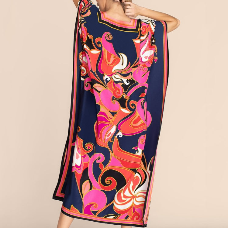 Printed Kaftans for Women Beach Cover Up Seaside Maxi Bohemian Dresses Beachwear Pareo Bathing Suits