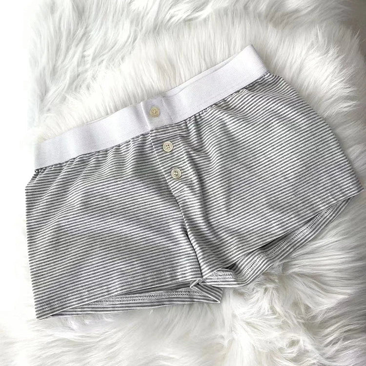 Casual Women Soft Cotton Front Buttons Shorts Summer Vintage Low Waist Female Chic Bottoms color6 One Size