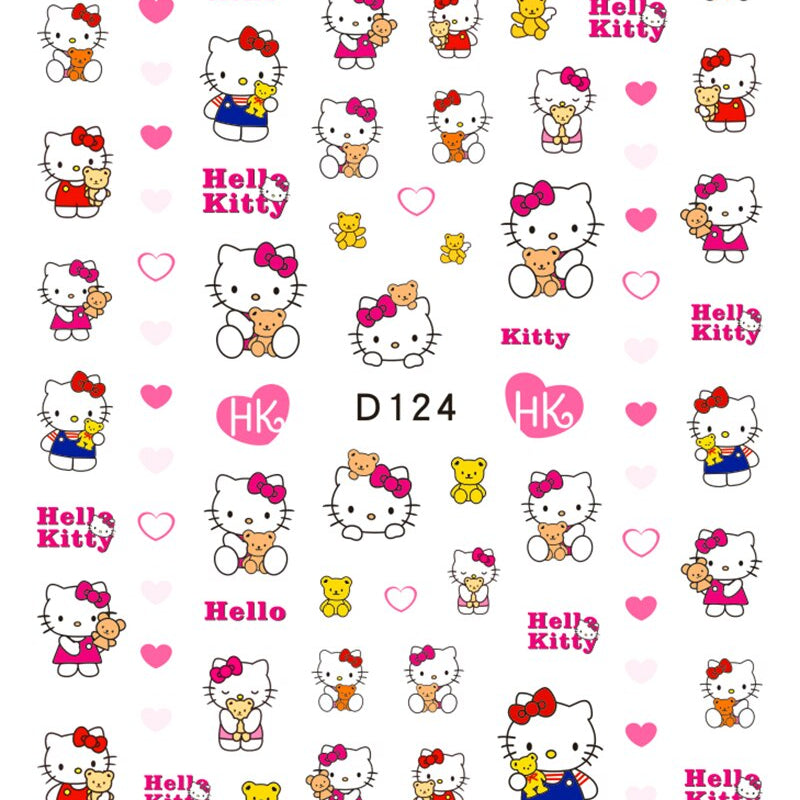 Sanrio 3D Stickers For Nails Nail Art Supplies Cartoon Hello Kitty Cinnamoroll Nail Stickers Nail Decoration Anime Nail Decals D124