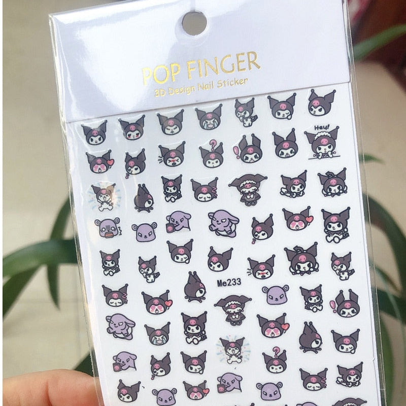 Sanrio 3D Stickers For Nails Nail Art Supplies Cartoon Hello Kitty Cinnamoroll Nail Stickers Nail Decoration Anime Nail Decals Me233