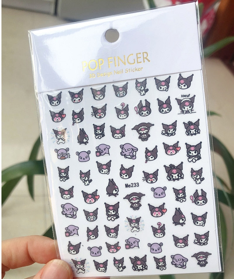 Sanrio 3D Stickers For Nails Nail Art Supplies Cartoon Hello Kitty Cinnamoroll Nail Stickers Nail Decoration Anime Nail Decals Me233
